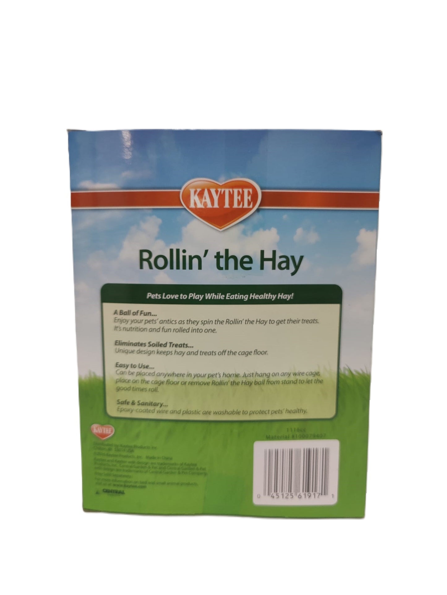 SPECIAL Kaytee Rollin' the Hay for Small Animal. Hay Dispenser. 5.62" x 5.62" x 7.31"