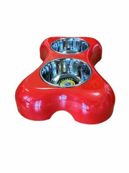 Pet Pioneer Cuenco Doble_A. Inox_Base de Hueso Rojo
