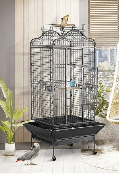 Pet Pioneer Jaula grande para loros con cuencos y techo A