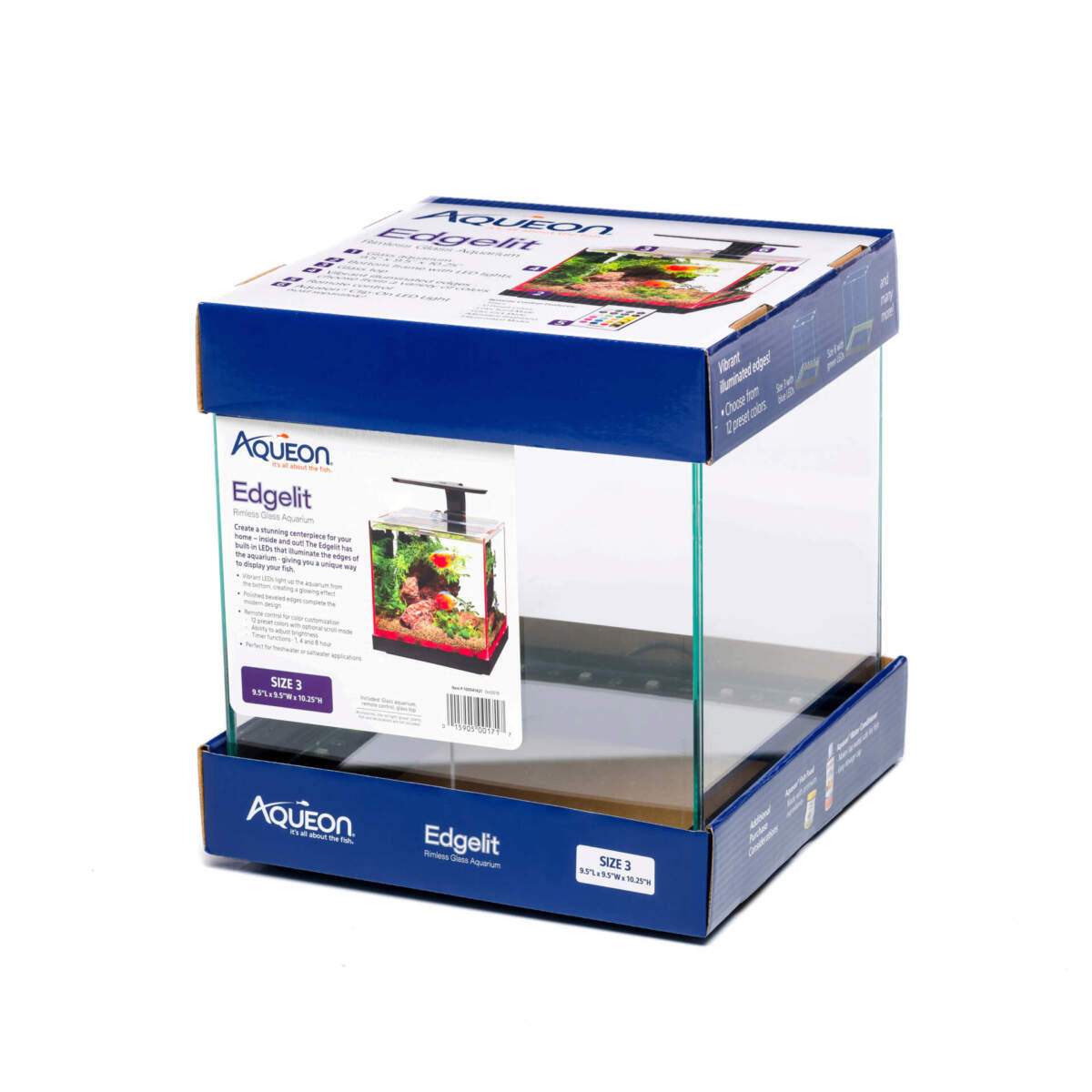 Aqueon Edgelit aquarium light packaging on a white background