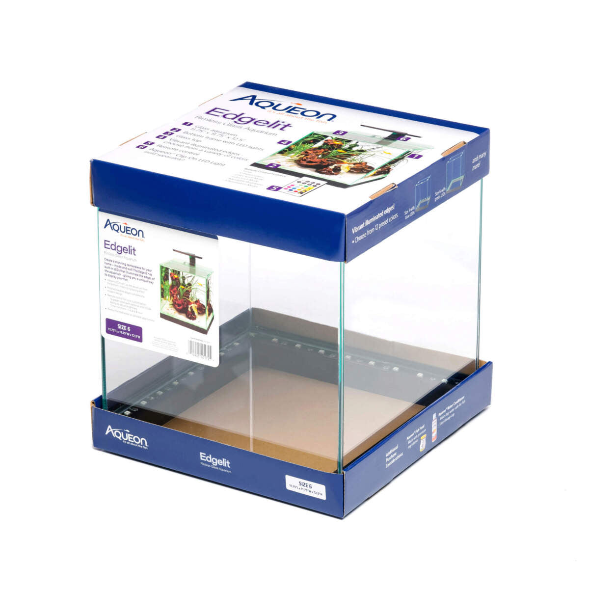 Aqueon Edgelit aquarium kit packaging on a white background
