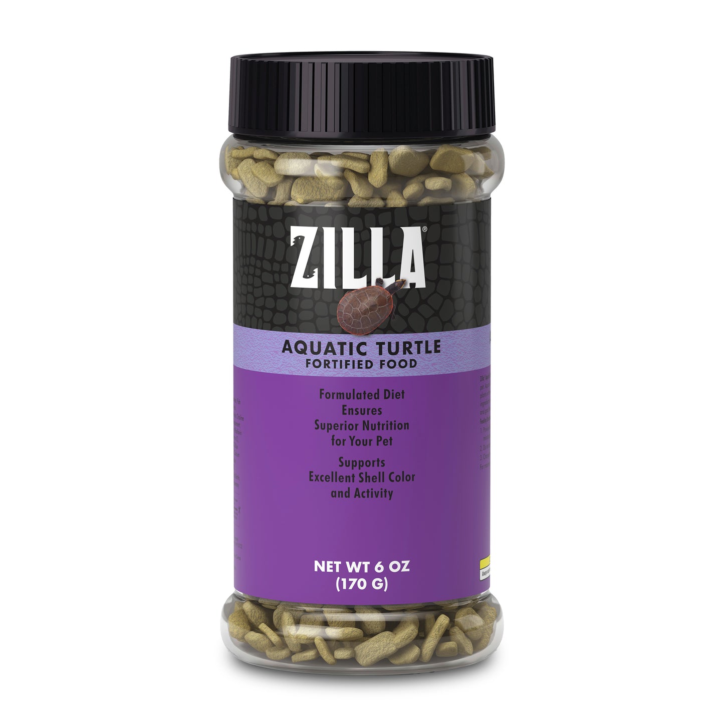 Zilla Aquatic Turtle fortified food jar on a white background