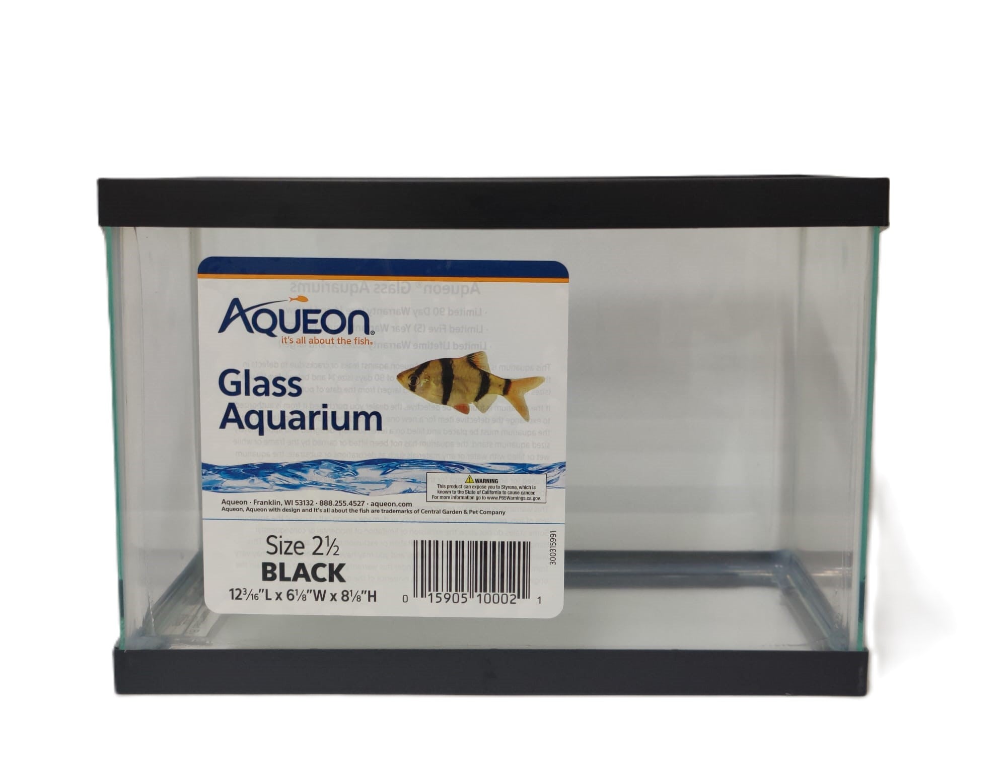 Aqueon Pecera rectangular de vidrio estandar NEGRA. 2.5 5.5 10 20H 20L 29 55 gal. Aqueon Standard Glass Rectangle Aquarium Clear Black