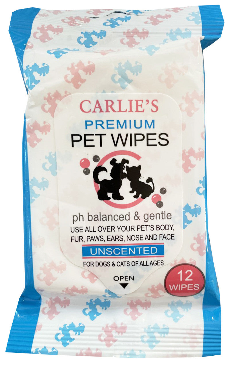 Carlies Premiun Multi Purpose Pet Wipes 12 Pack for Dogs and Cats of all ages