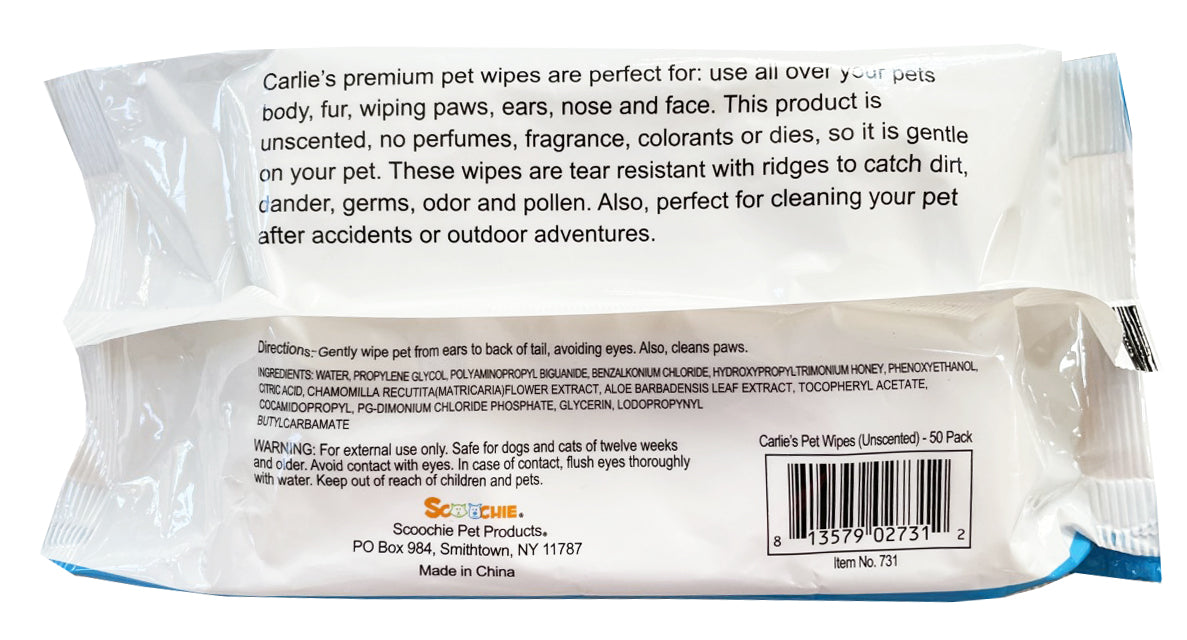 Carlies Premium Multi Purpose Pet Wipes 50 Pack