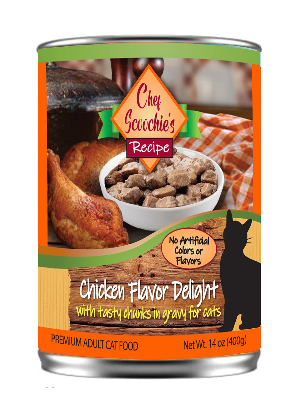 Chef Scoochies Chicken Chunky Cat Food 14oz Pop Top Can
