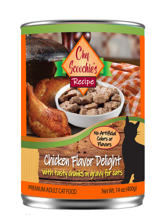 Chef Scoochies Chicken Chunky Cat Food 14oz Pop Top Can
