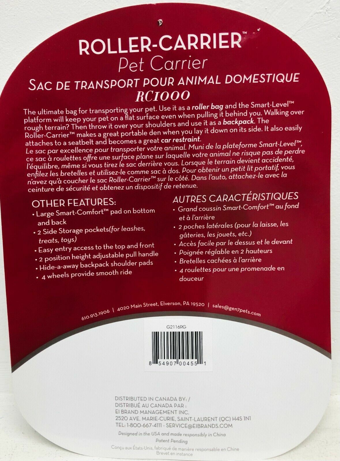 Gen7Pets Transportador portátil con ruedas para perros_Rojo_Pequeño B