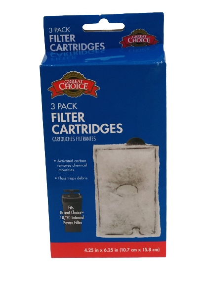 Great Choice Paquete de 3 cartuchos de filtro que se adaptan al filtro interno Great Choice 10/20