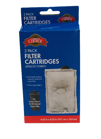 Great Choice Paquete de 3 cartuchos de filtro que se adaptan al filtro interno Great Choice 10/20