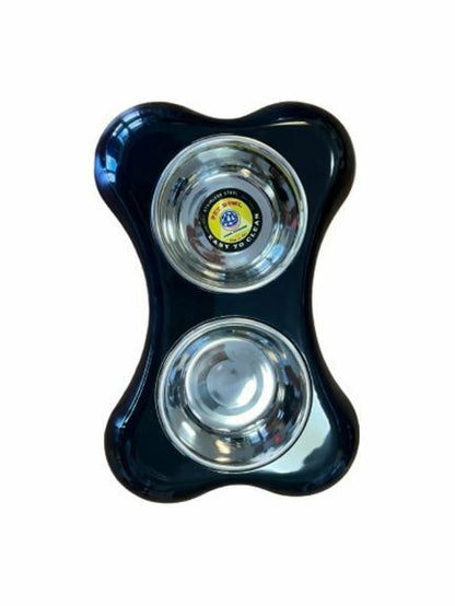 Pet Pioneer Cuenco Doble_A. Inox_Base de Hueso Ne