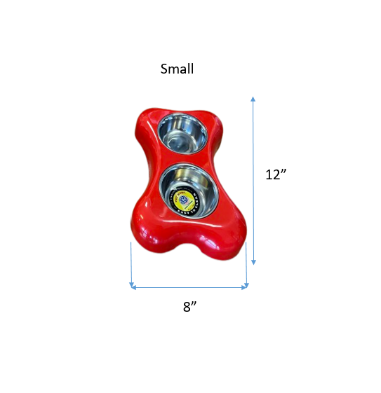 Pet Pioneer Cuenco Doble_A. Inox_Base de Hueso Rojo A