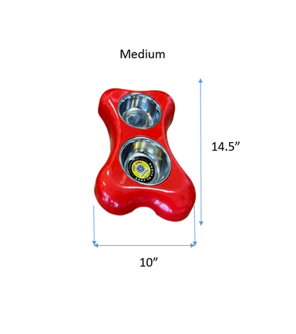 Pet Pioneer Cuenco Doble Acero Inoxidable Base Forma de Hueso_Rojo-med