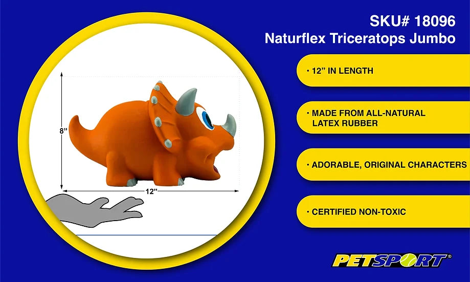 Petsport  Naturflex  Juguete para perros  Jumbo TRiceraops 12 in a