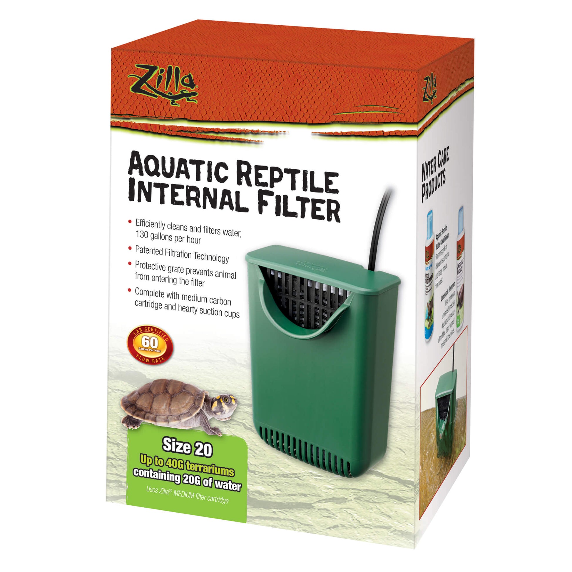 Zilla  Filtro interno para reptiles acuáticos, Tamaño 20 