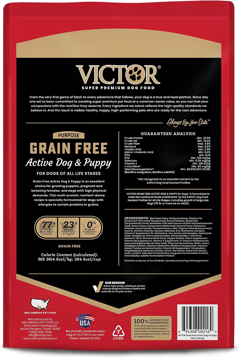 VICTOR Purpose - Alimento seco para perros Nutra Pro, bolsa de 15 lb.